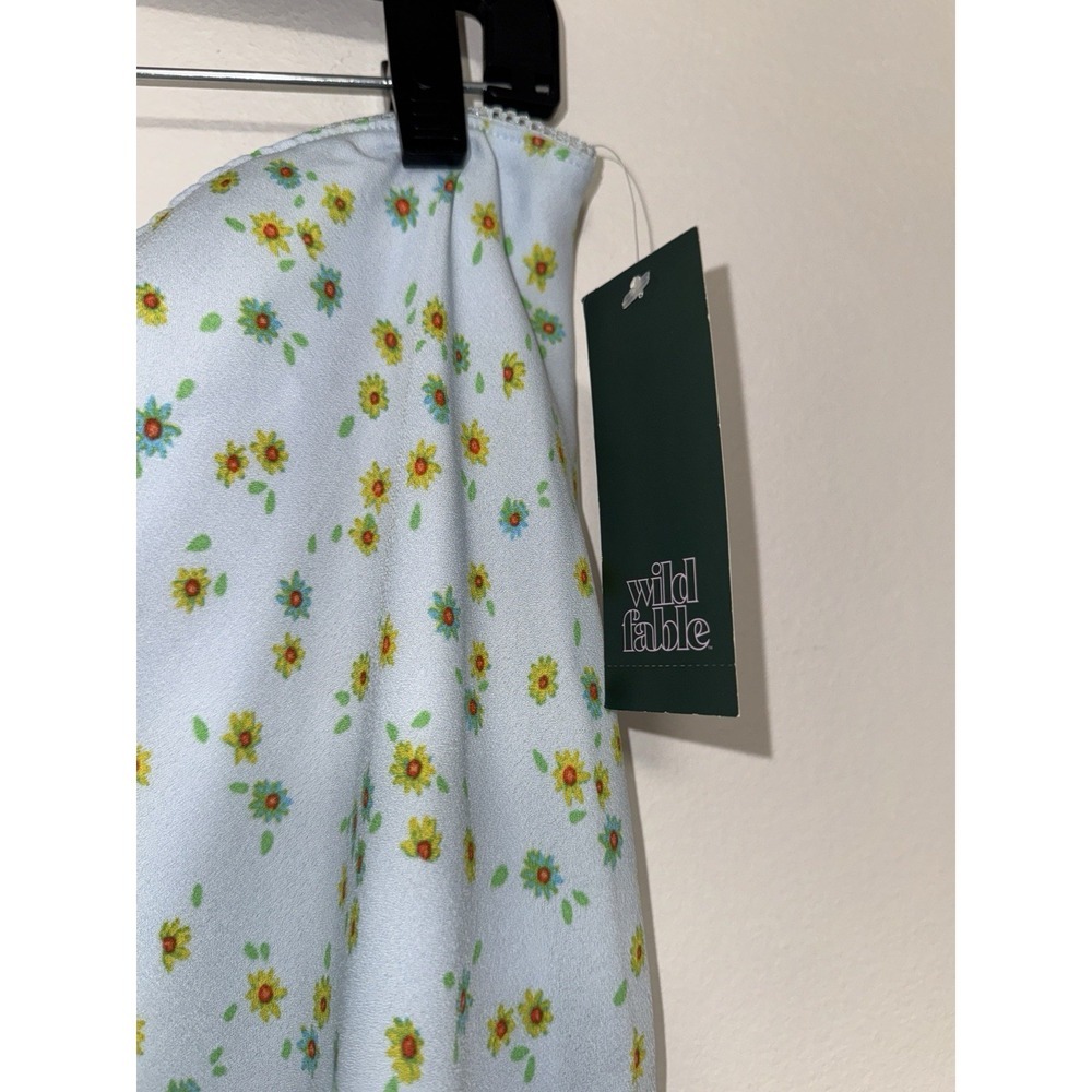 Wild Fable Large Floral Pull On A-Line Mini Skirt Blue Delicate Feminine NEW L - Picture 8 of 14